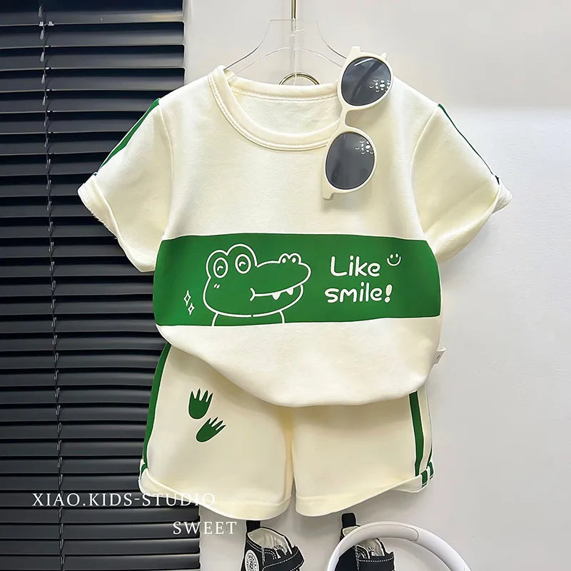 Kids Cartoon T-Shirt & Shorts Summer Set