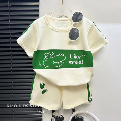 Kids Cartoon T-Shirt & Shorts Summer Set