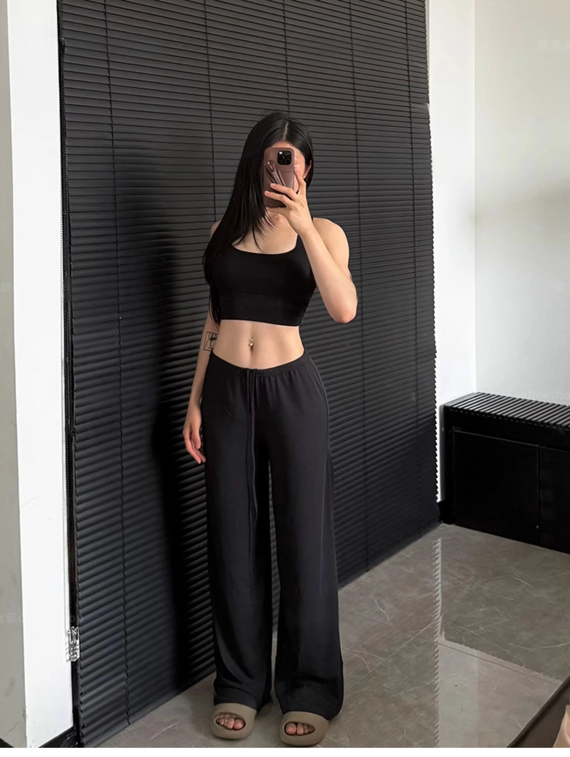 Women's High-Waist Wide-Leg Yoga Joggers black