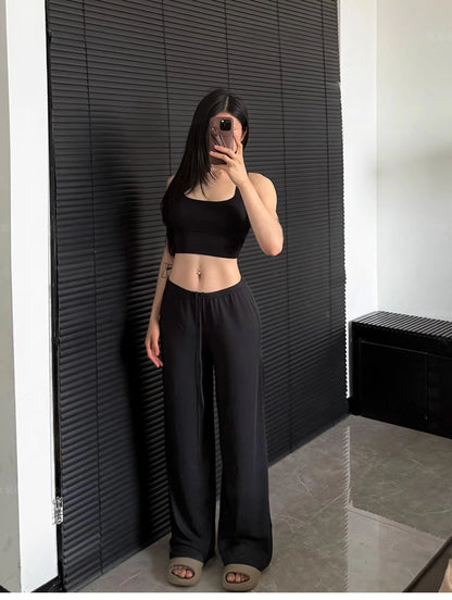 Women's High-Waist Wide-Leg Yoga Joggers black