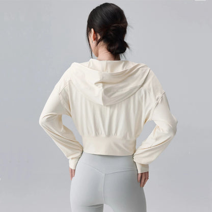 Women's Hooded Running Jacket Cream White