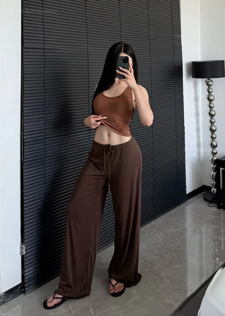 Women's High-Waist Wide-Leg Yoga Joggers brown