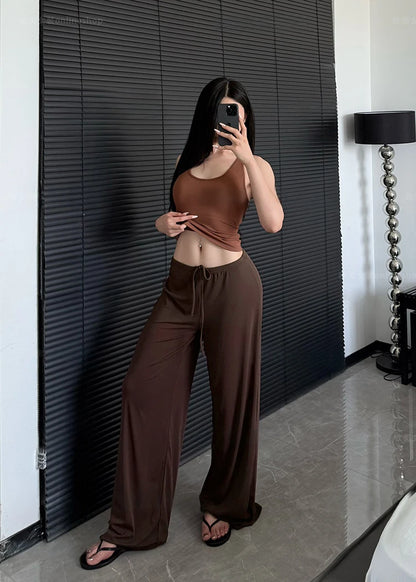 Women's High-Waist Wide-Leg Yoga Joggers brown