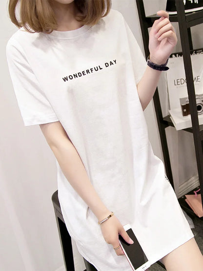 Women's Printed Long T-Shirt with Slit