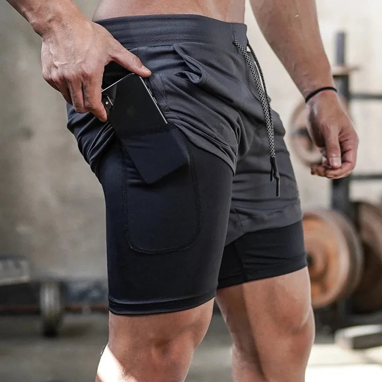 Men's Camo Quick-Dry Gym Shorts - Mobile Pocket Athletic Shorts