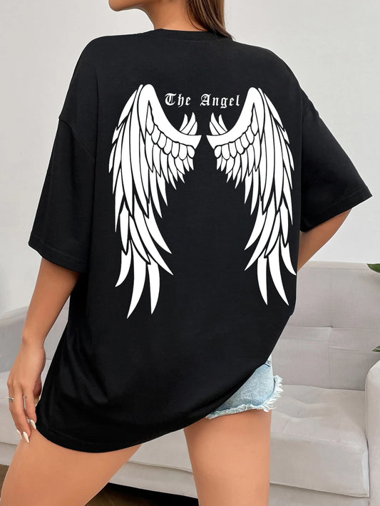 white Angel Wing Graphic T-Shirt 
