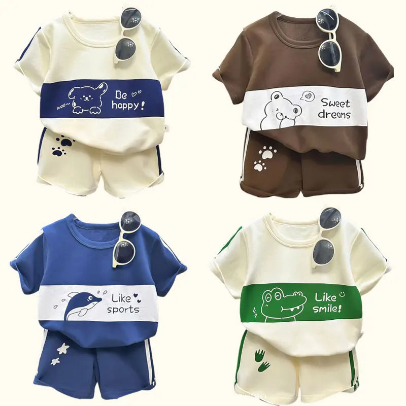Kids Cartoon T-Shirt & Shorts Summer Set