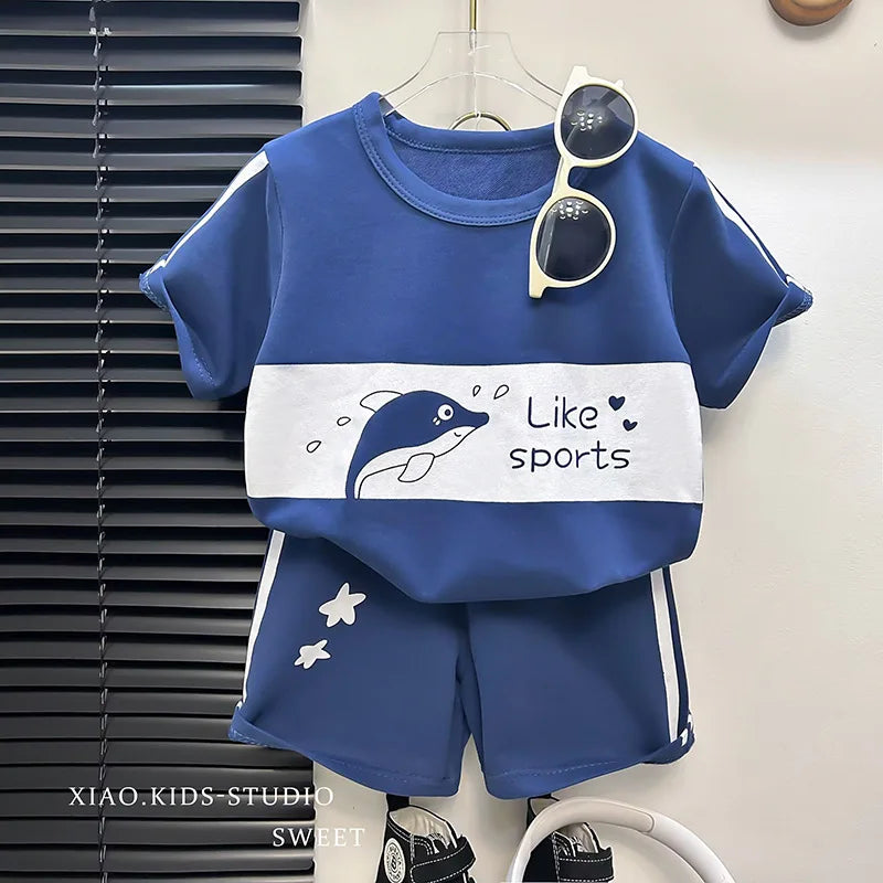 Kids Cartoon T-Shirt & Shorts Summer Set