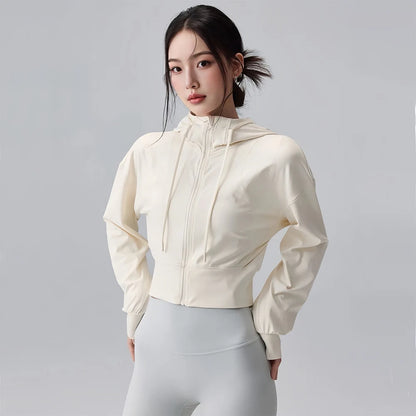 Women's Hooded Running Jacket milk white