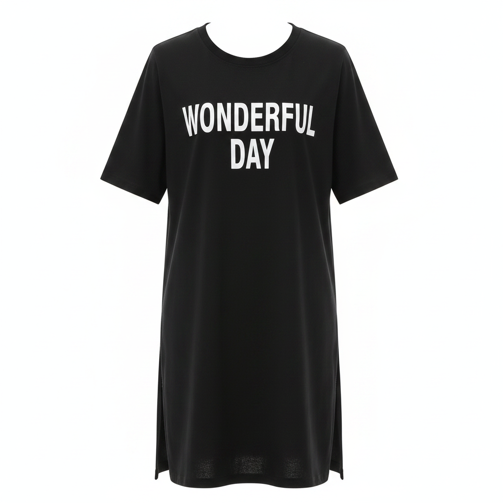 Women's Printed Long T-Shirt with Slit