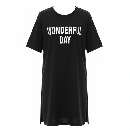Women's Printed Long T-Shirt with Slit
