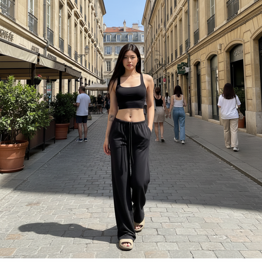 Women's High-Waist Wide-Leg Yoga Joggers blak