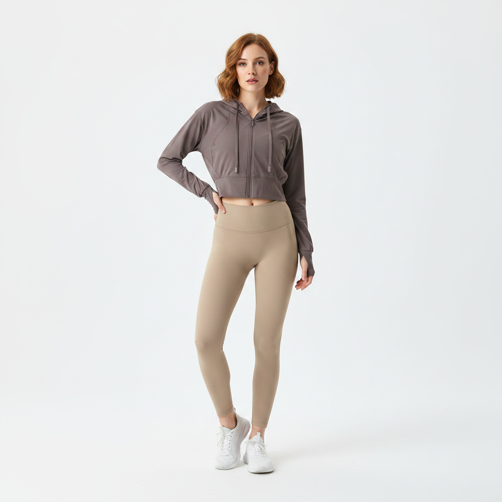 Women's Hooded Running Jacket Brown Coffee