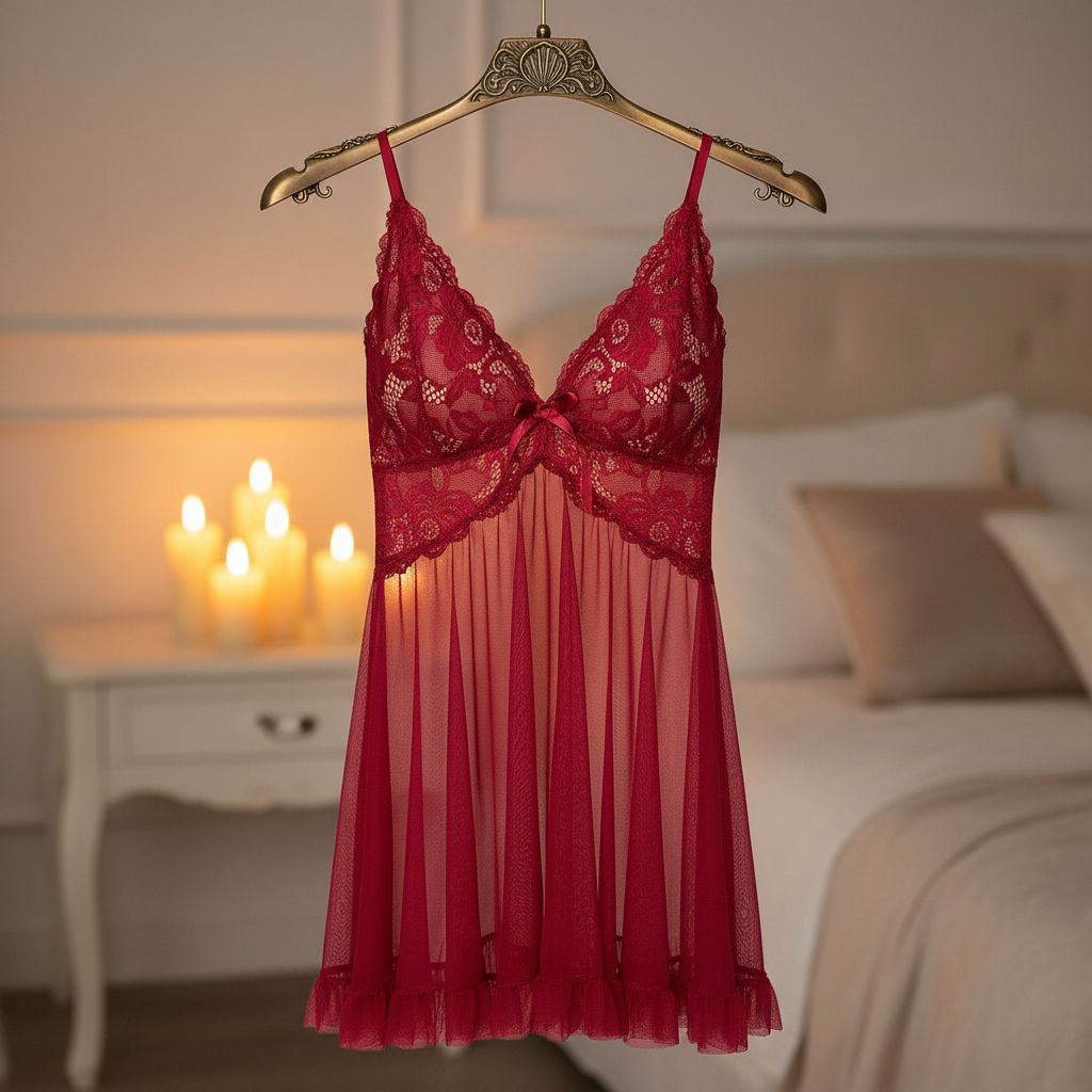 Women's Lace Lingerie & Nightgown Set