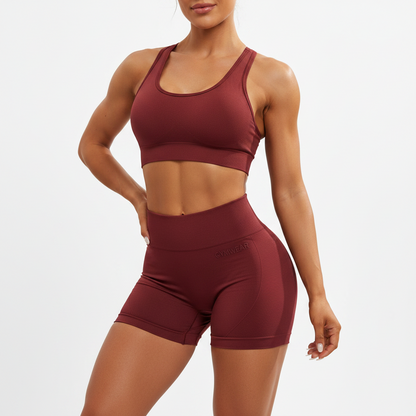 Women's High-Waist Yoga & Cycling Shorts Red