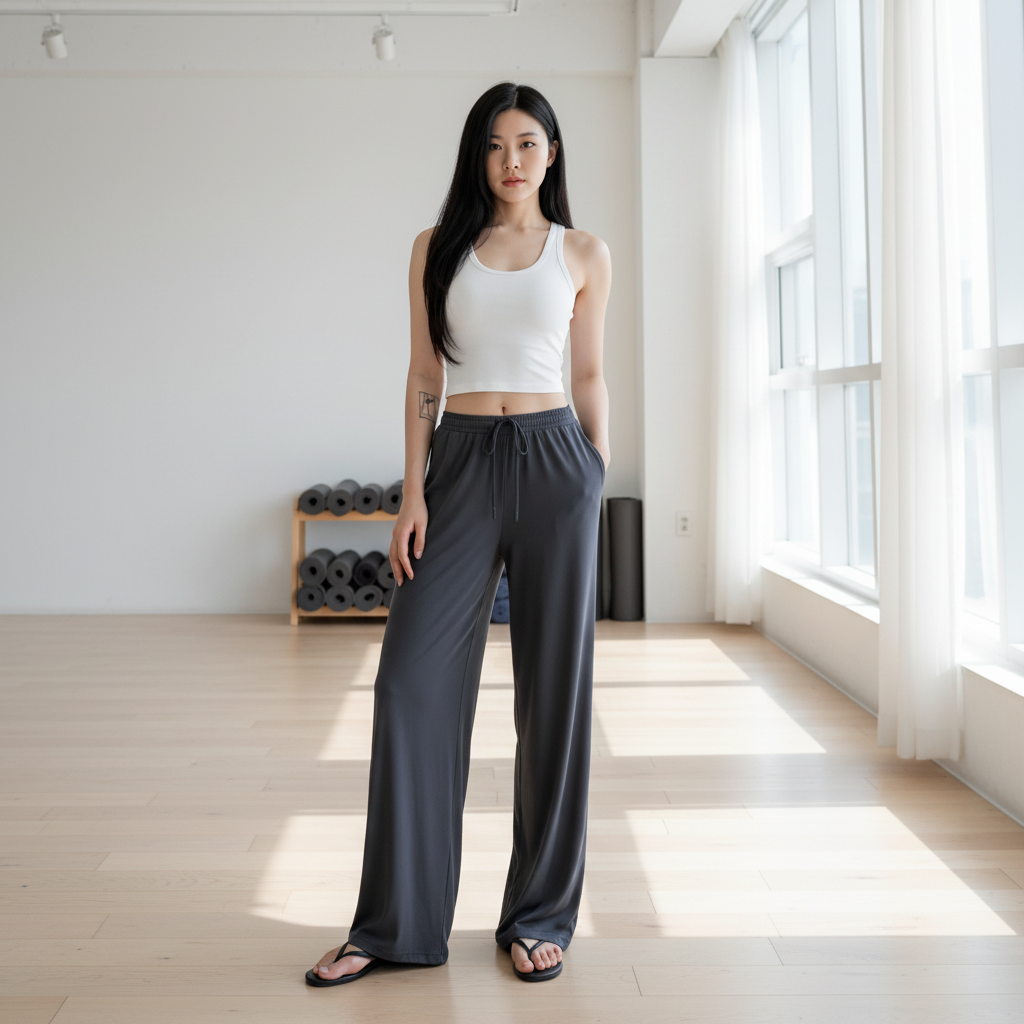Women's High-Waist Wide-Leg Yoga Joggers grey