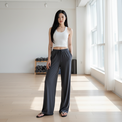 Women's High-Waist Wide-Leg Yoga Joggers grey