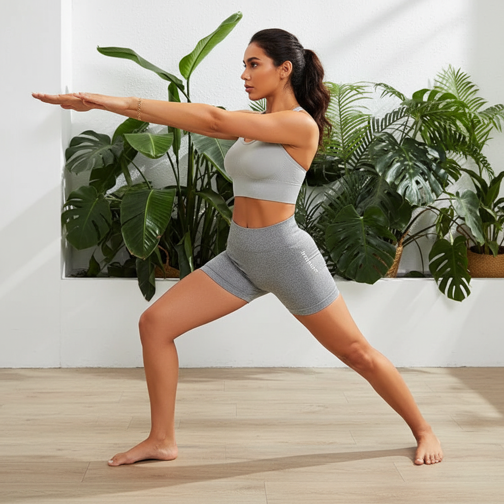 Women's High-Waist Yoga & Cycling Shorts Grey