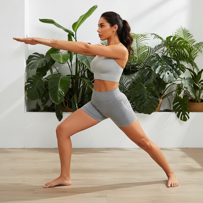 Women's High-Waist Yoga & Cycling Shorts Grey
