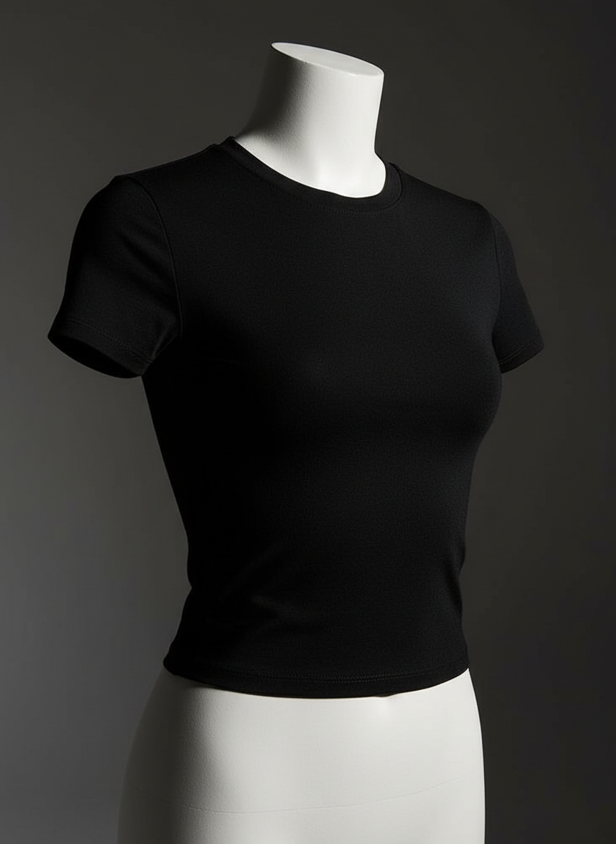 Women's Slim Fit black Crop Top T-Shirt