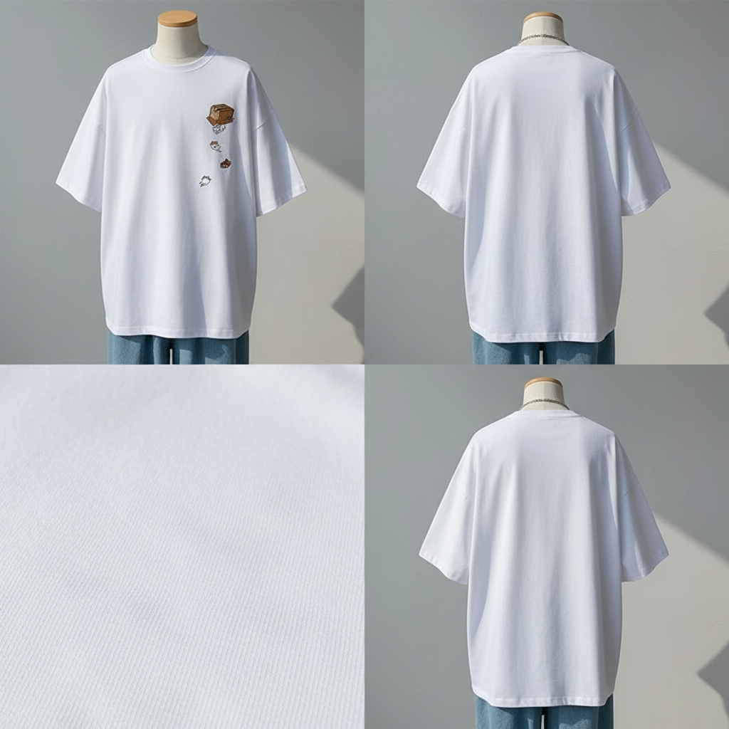 a oversized white t-shirt with graphic designs 