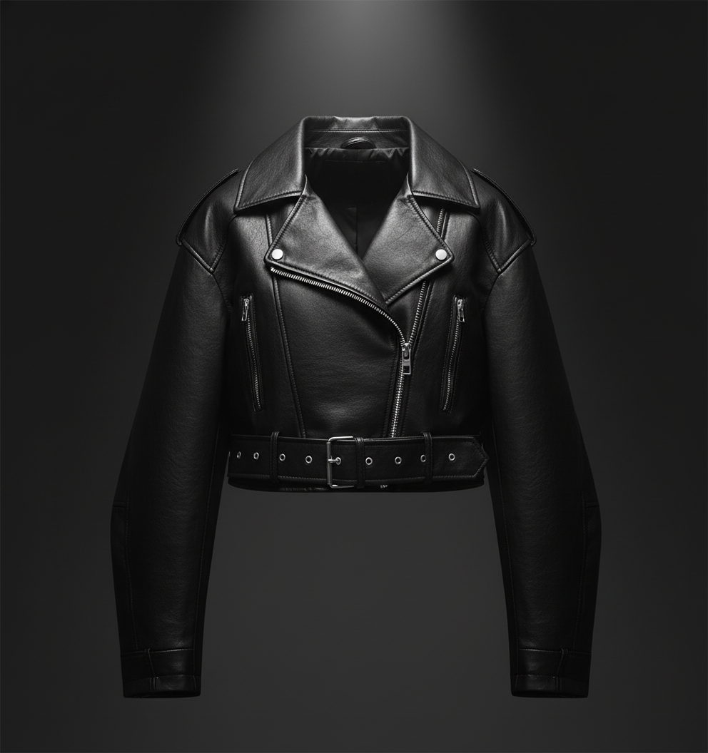 Vintage  Black Leather Biker Jacket 