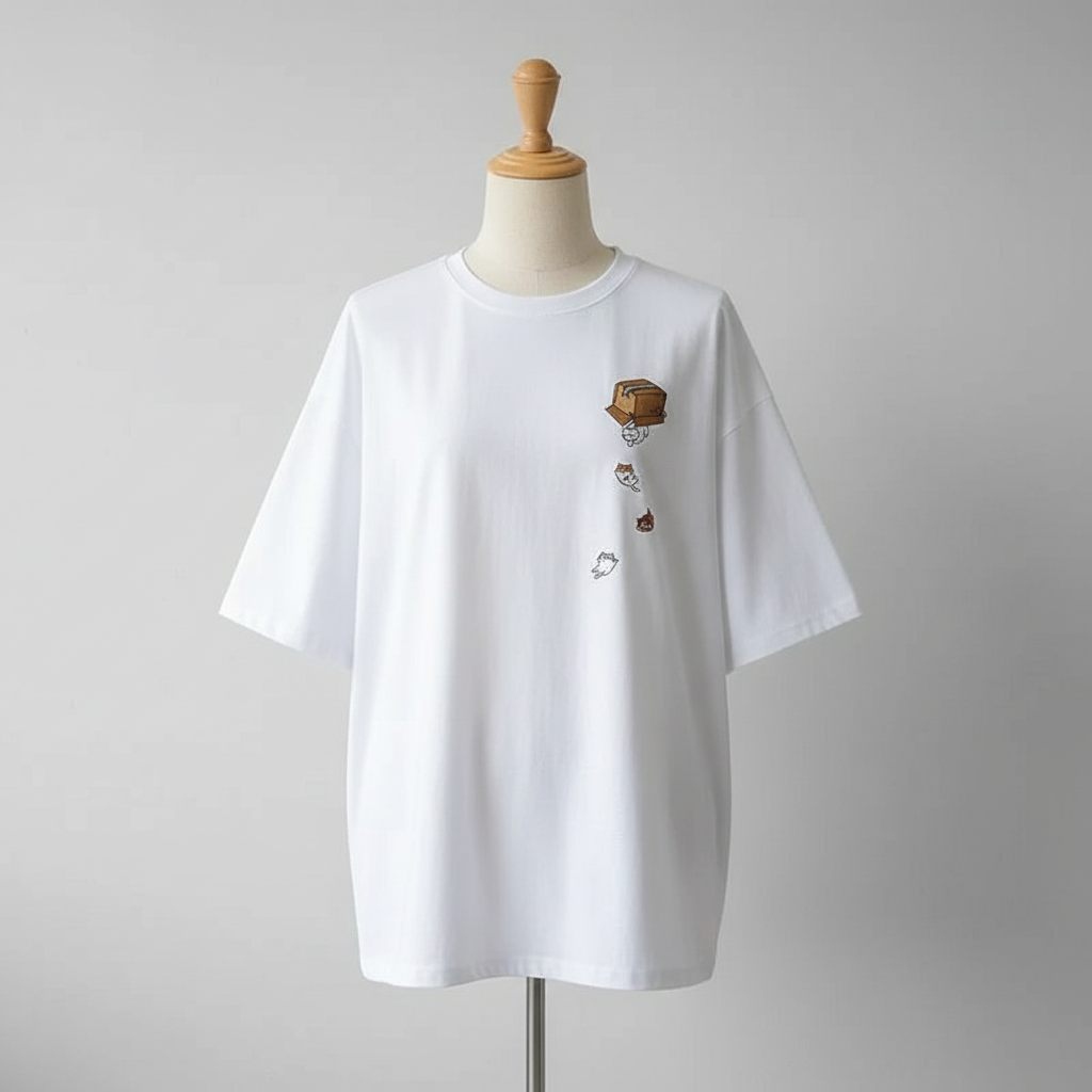 a oversized white t-shirt with graphic designs 