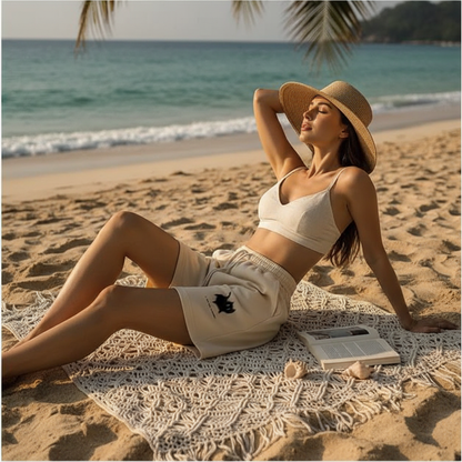 beige kitten logo trending shorts 