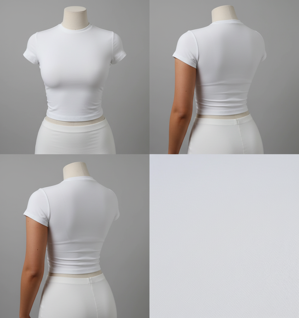 Women's Slim Fit white Crop Top T-Shirt