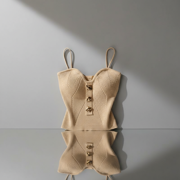 French style top-  Summer Camisole cross knit-suspender