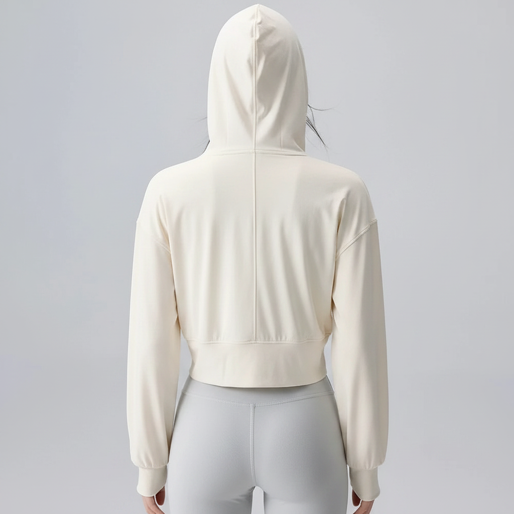 Women's Hooded Running Jacket Cream White