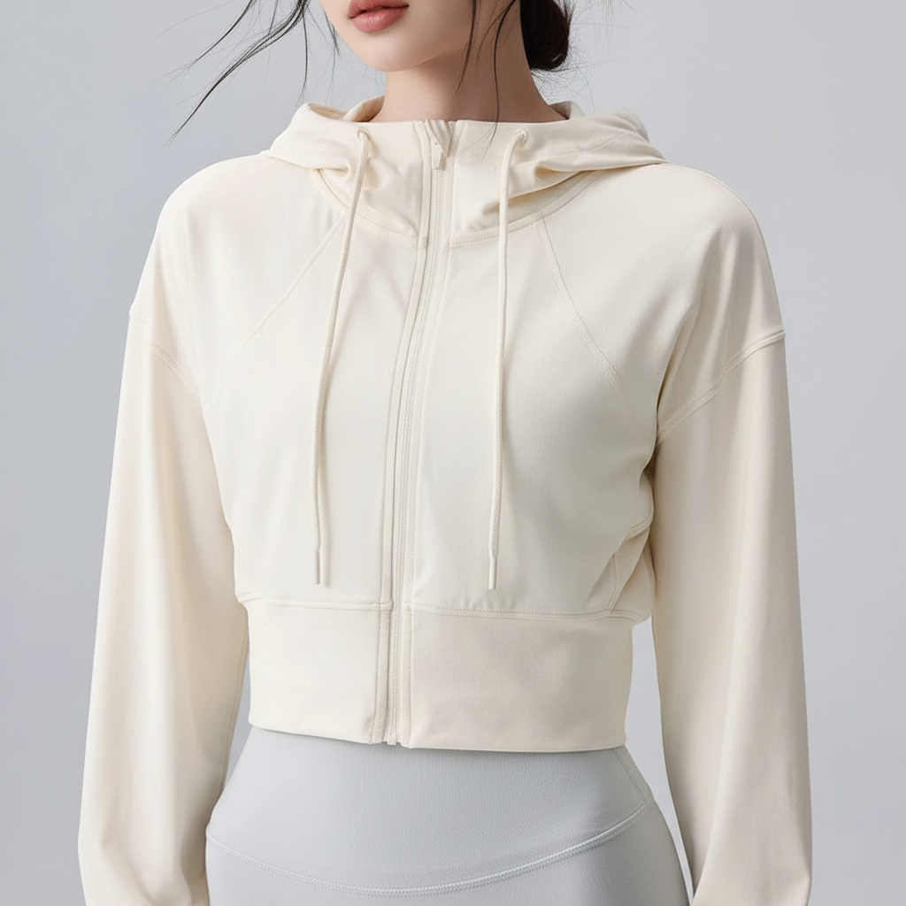 Women's Hooded Running Jacket Cream White
