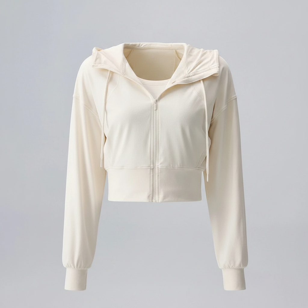 Women's Hooded Running Jacket Cream White