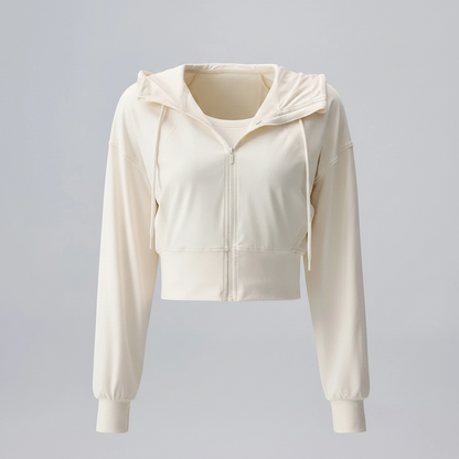Women's Hooded Running Jacket Cream White