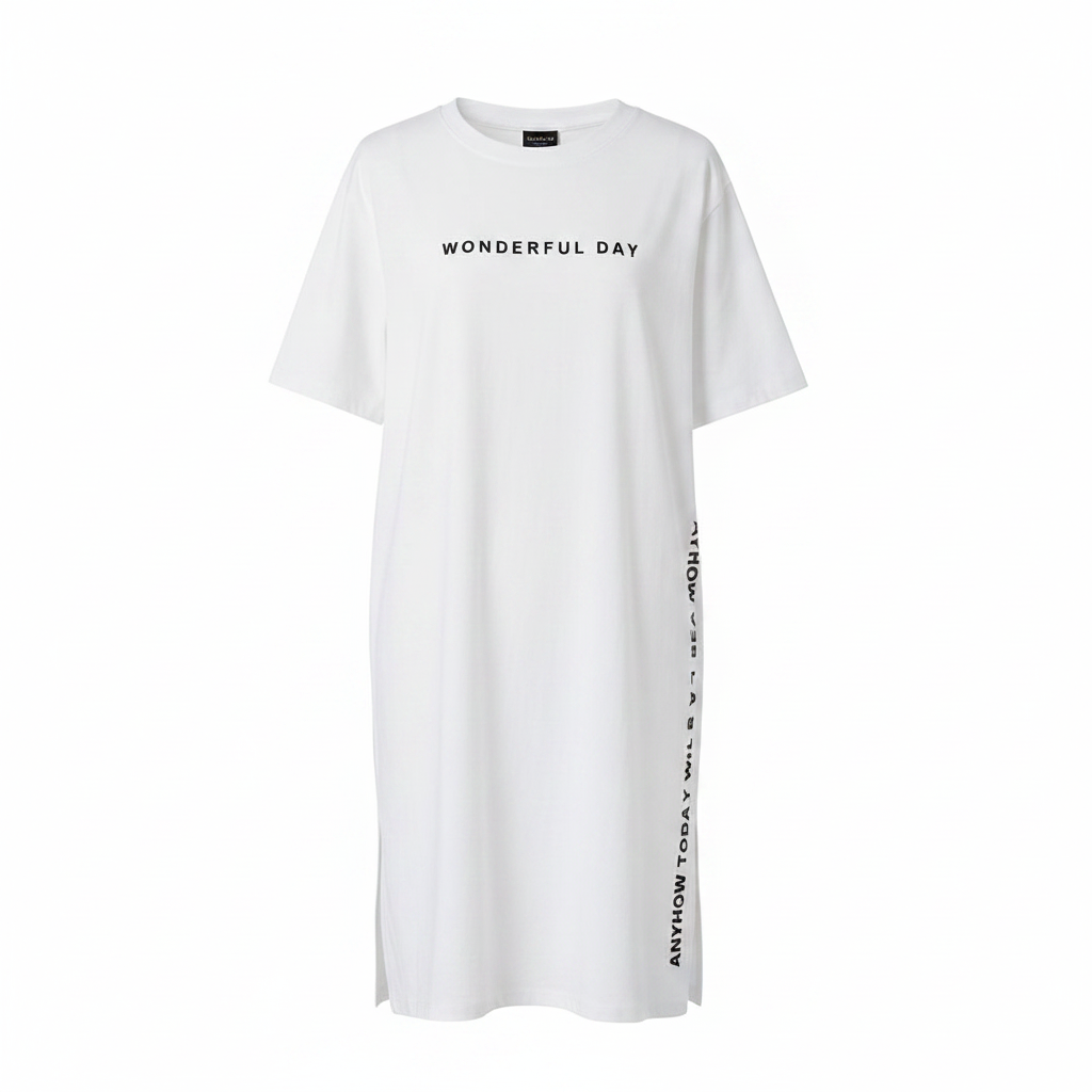 Women's Printed Long T-Shirt with Slit